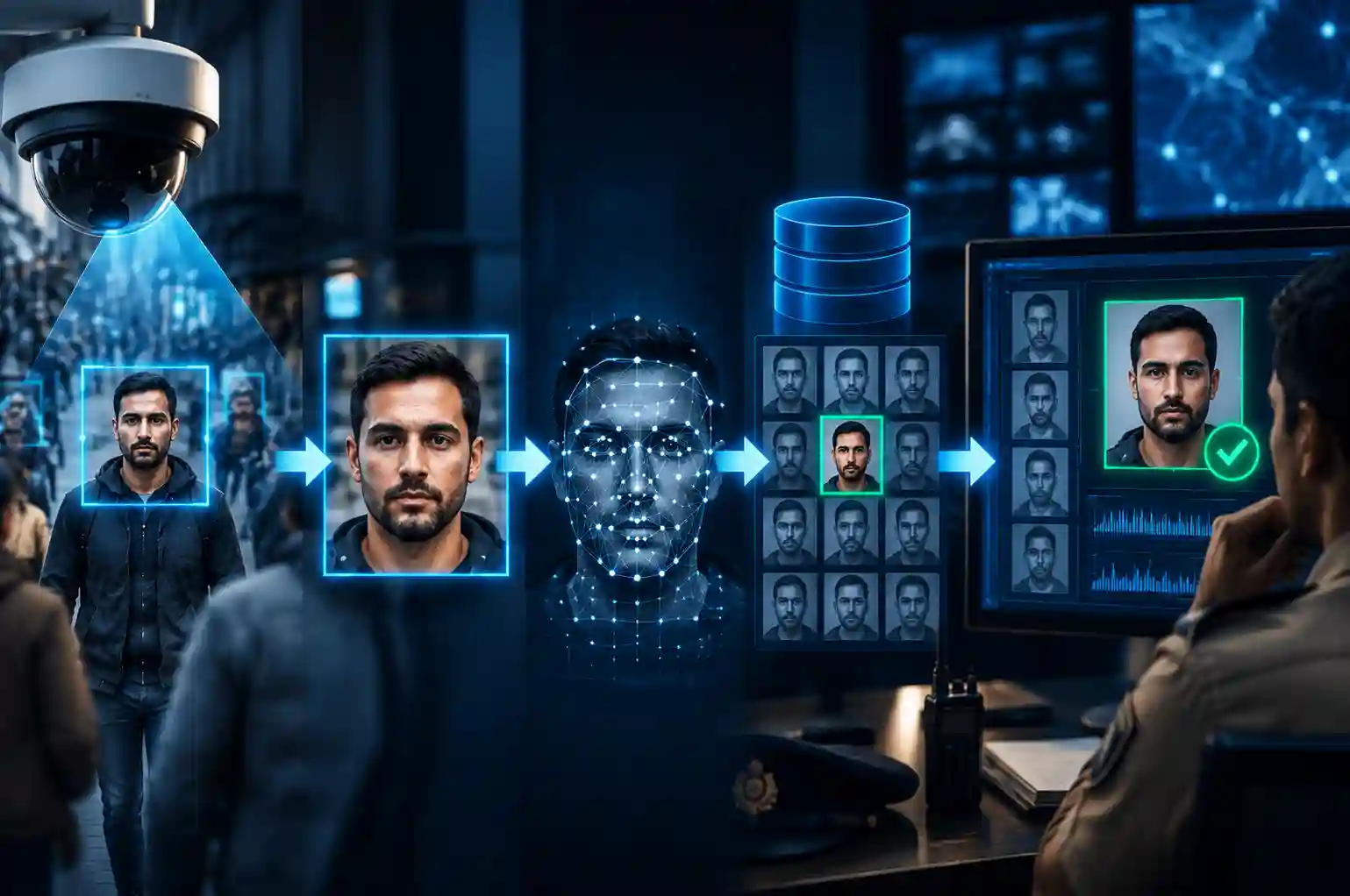 AI facial recognition for suspect identification