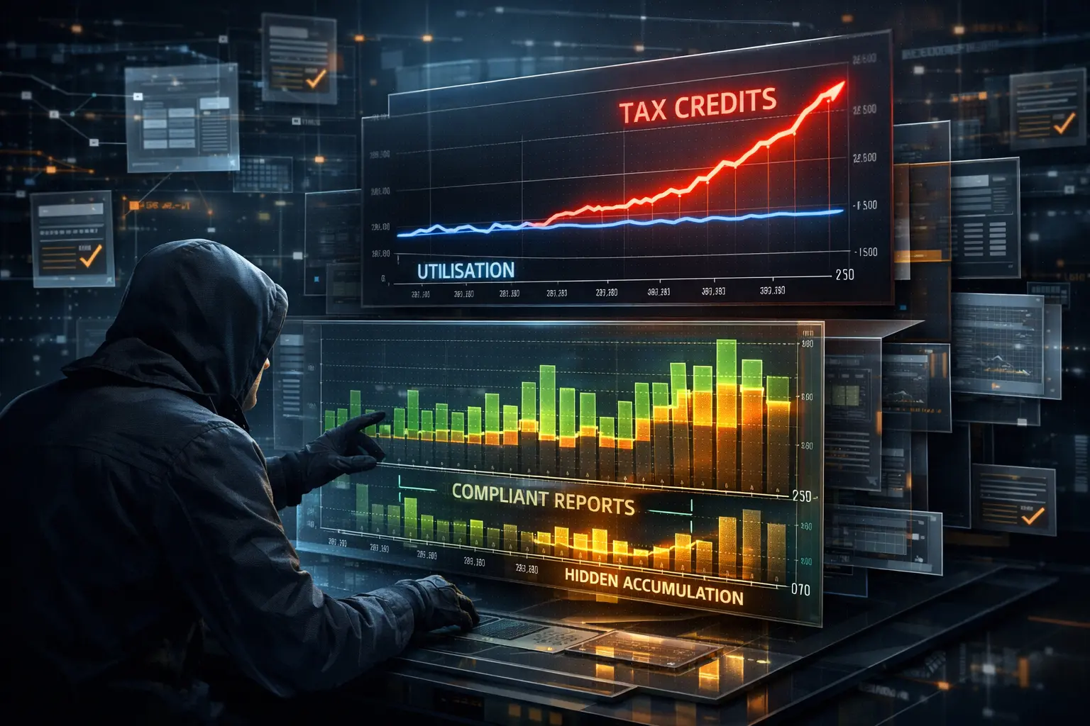 Undetected Accumulation of Tax Credit in Financial Fraud Networks