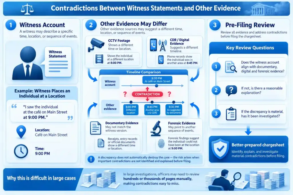 Diagram of Contradictions Between Witness Statements and Other Evidence